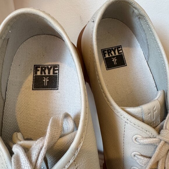 Frye Gia Low Lace Leather Sneakers Ivory w/Gum Sole | Women’s 8 - Picture 4 of 13